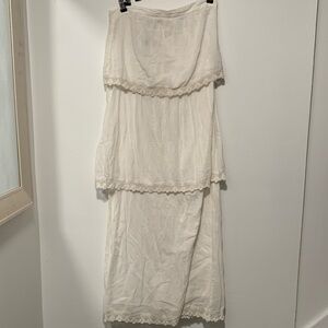 Cotton tiered strapless maxi